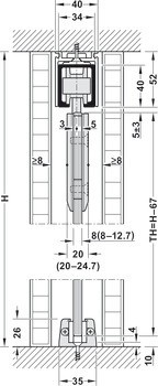 Kování pro posuvné dveře, Hawa Junior 80 GP, sada