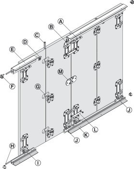 Kování pro posuvné dveře, Hawa Multifold 30, sada