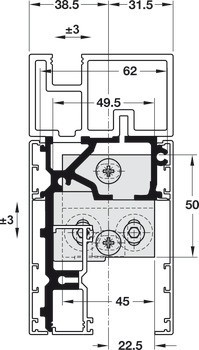 Kování pro posuvné dveře, Hawa Porta 100 G/GU/GM/GF/GFO, sada