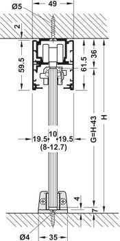 Kování pro posuvné dveře, Hawa Porta 100 GMD, sada bez pojezdové kolejnice