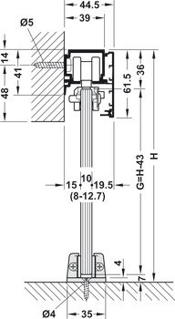 Kování pro posuvné dveře, Hawa Porta 100 GMD, sada s pojezdovou kolejnicí