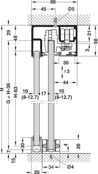 Kování pro posuvné dveře, Hawa Porta 100 GW/GWF, sada