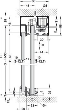 Kování pro posuvné dveře, Hawa Porta 100 GW/GWF Synchro, sada