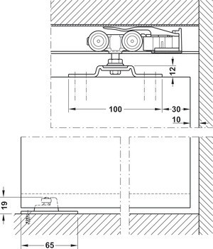 Kování pro posuvné dveře, Hawa Porta 60/100 H/HC, sada