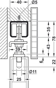 Kování pro posuvné dveře, Hawa Porta 300 H, sada