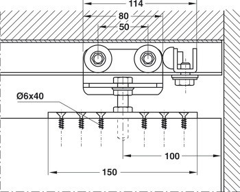 Kování pro posuvné dveře, Hawa Porta 300 H, sada