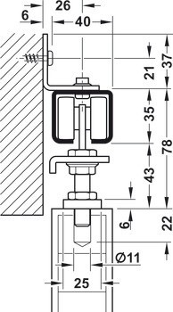 Kování pro posuvné dveře, Hawa Porta 300 H, sada