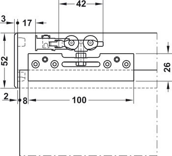 Kování pro posuvné dveře, Hawa Porta 40 GE, sada s pojezdovou kolejnicí
