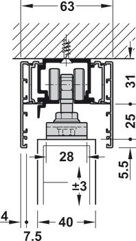 Kování pro posuvné dveře, Hawa Porta 60/100 H/HC, sada