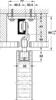 Kování pro posuvné dveře, Hawa Super 500 A, sada