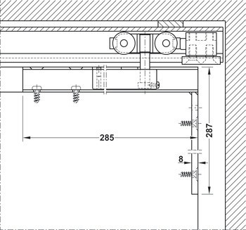 Kování pro posuvné dveře, Hawa Super 500 B, sada