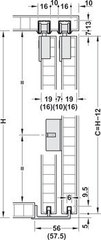 Kování pro posuvné dveře, Häfele Slido F-Line21 20B, sada