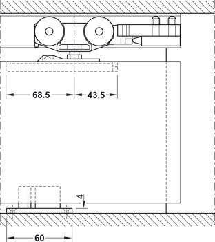 Kování pro posuvné dveře, Slido D-Line11 50C až 120C, sada bez pojezdové kolejnice