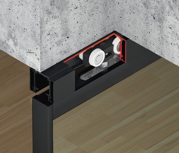 Kování pro posuvné dveře, Häfele Slido D-Line11 50C / 80C / 120C, sada bez pojezdové kolejnice