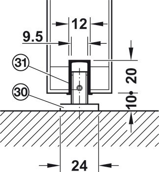 Kování pro posuvné dveře, Häfele Slido D-Line11 50I / 80I / 120I, sada bez pojezdové kolejnice
