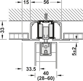 Kování pro posuvné dveře, Häfele Slido D-Line11 50I / 80I / 120I, sada bez pojezdové kolejnice