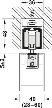 Kování pro posuvné dveře, Häfele Slido D-Line11 50I / 80I / 120I, sada bez pojezdové kolejnice