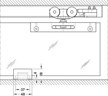 Kování pro posuvné dveře, Häfele Slido D-Line11 50J / 80J / 120J, sada bez pojezdové kolejnice