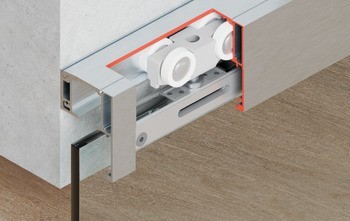 Kování pro posuvné dveře, Häfele Slido D-Line11 50J / 80J / 120J, sada bez pojezdové kolejnice