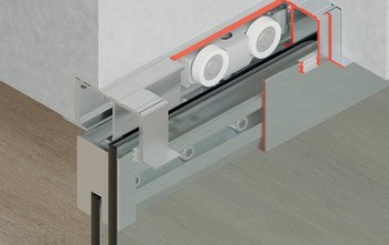 Kování pro posuvné dveře, Häfele Slido D-Line11 50L / 80L / 120L, sada bez pojezdové kolejnice