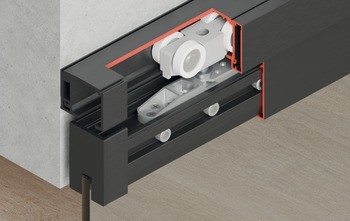 Kování pro posuvné dveře, Häfele Slido D-Line11 50L / 80L / 120L, sada bez pojezdové kolejnice