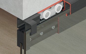 Kování pro posuvné dveře, Häfele Slido D-Line11 50L / 80L / 120L, sada bez pojezdové kolejnice