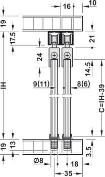 Kování pro posuvné dveře, Slido F-Line21 12D, sada