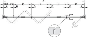 Kování pro skládací dveře, Häfele Slido D-Fold21 50A / 50B, sada