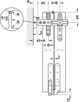 Kování pro skládací dveře, Häfele Slido D-Fold21 50A / 50B, sada
