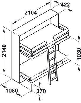 Kování vestavné sklopné postele, Duoletto, příčná montáž, s lamelovým roštem