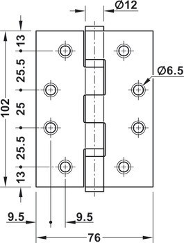 Křídlový závěs, Pro bezfalcové vnitřní dveře do 120 kg, Startec