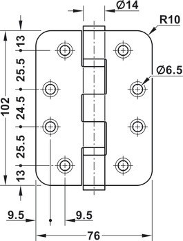 Křídlový závěs, Pro bezfalcové vnitřní dveře do 120 kg, Startec