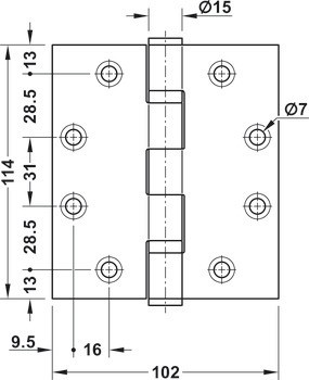 Křídlový závěs, Pro bezfalcové vnitřní dveře do 120 kg, Startec