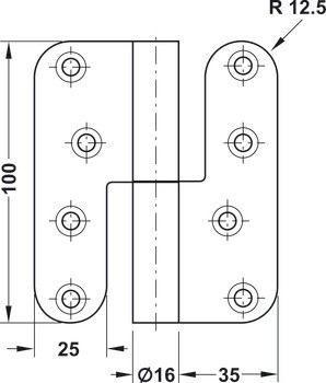 Křídlový závěs, pro bezfalcové vnitřní dveře do 60 kg