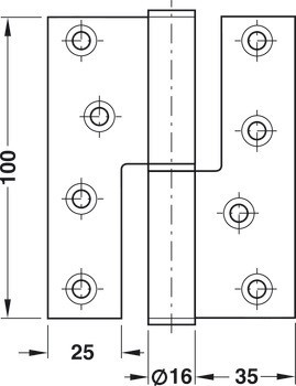 Křídlový závěs, pro bezfalcové vnitřní dveře do 68 kg, Startec
