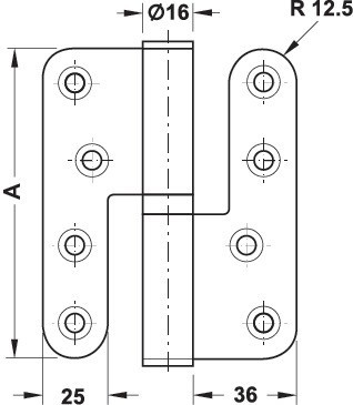 Křídlový závěs, pro bezfalcové vnitřní dveře do 68 kg, Startec