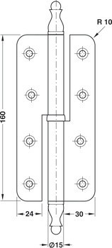 Křídlový závěs, Pro bezfalcové vnitřní dveře