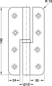 Křídlový závěs, Pro bezfalcové vnitřní dveře