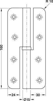 Křídlový závěs, Pro bezfalcové vnitřní dveře