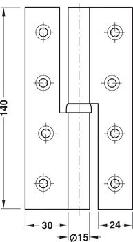Křídlový závěs, Pro bezfalcové vnitřní dveře