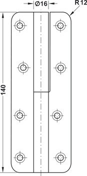 Křídlový závěs, pro falcové vnitřní dveře do 60 kg