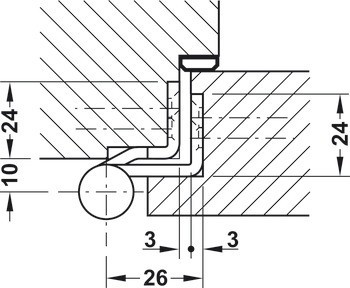Křídlový závěs, pro falcové vnitřní dveře do 60 kg