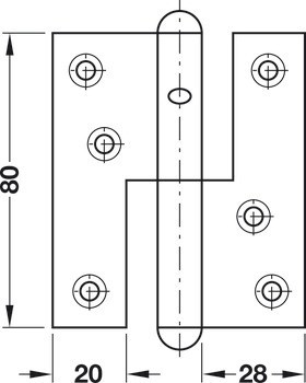 Křídlový závěs, Simonswerk Q 1, pro bezfalcové vnitřní dveře do 30 kg