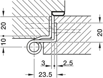 Křídlový závěs, Simonswerk QF 1, pro falcové vnitřní dveře do 60 kg