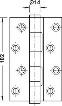 Křídlový závěs, velikost 102 mm, hmotnost dveří ≤58 kg