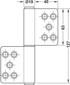 Křídlový závěs, velikost 76 mm, hmotnost dveří 80 kg