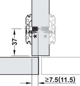 Křížová montážní podložka, Clip Top Blumotion/Clip Top/Clip, k přišroubování předmontovanými speciálními šrouby a rozpěrnými hmoždinkami