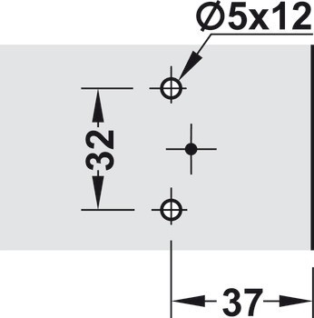 Křížová montážní podložka, Häfele Metalla 310 SM, se systémem rychlomontáže, výškové nastavení ±2 mm pomocí drážky, s předmontovanými eurošrouby