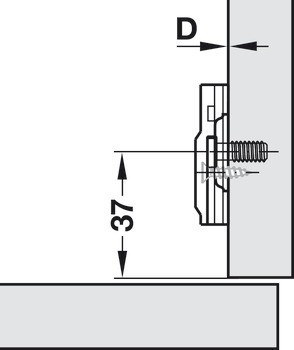 Křížová montážní podložka, Häfele Metalla 310 SM, se systémem rychlomontáže, výškové nastavení ±2 mm pomocí drážky, k přišroubování pomocí vrutů do dřevotřísky