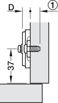 Křížová montážní podložka, Häfele Metalla 510 SM, k přišroubování předmontovanými eurošrouby